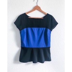 4/$25 The Limited Blue Black Peplum Top